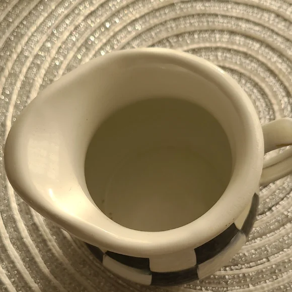 MacKenzie-Childs Black and White Checkered Metal Creamer - Picture 3 of 7